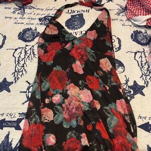 Wild Fable Black and Red Floral Top